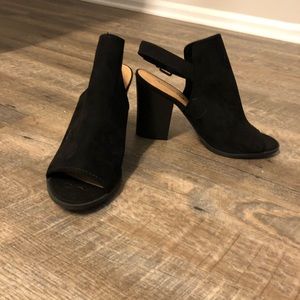 Black Peep-Toe Heels